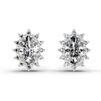 0.98 Carat Oval Shape Halo Diamond Earrings 14K - White Gold