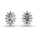 0.98 Carat Oval Shape Halo Diamond Earrings 14K