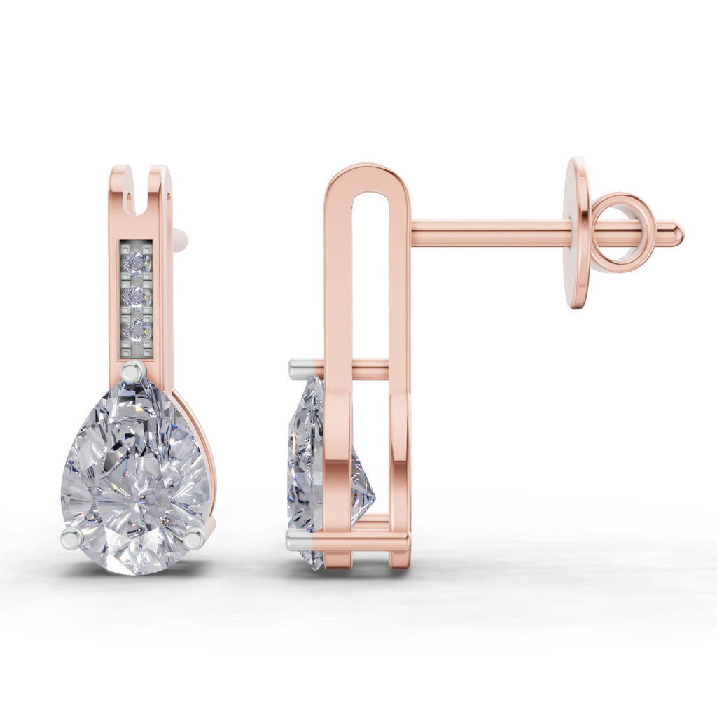 1.39 Carat Pear Eternal Drop Diamond Earrings 14K - Rose Gold