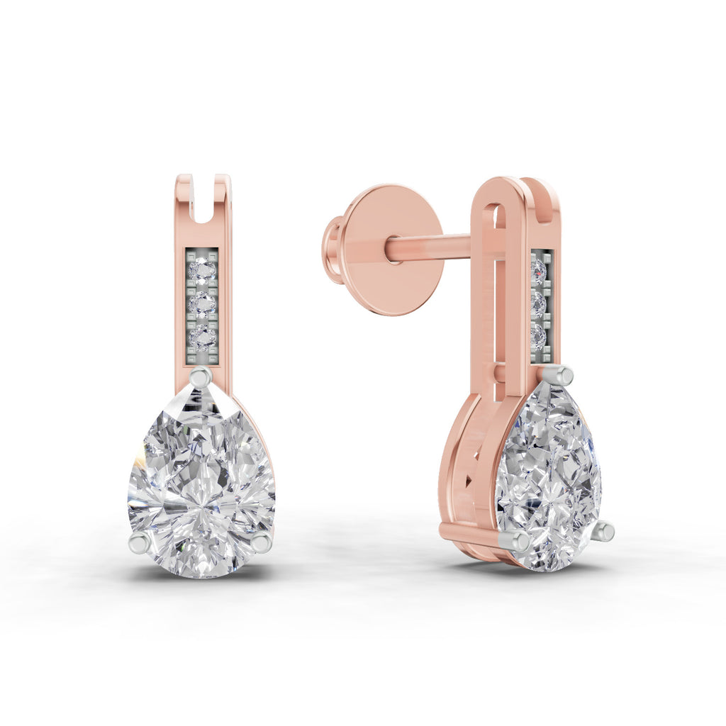 1.39 Carat Pear Eternal Drop Diamond Earrings 14K - Rose Gold