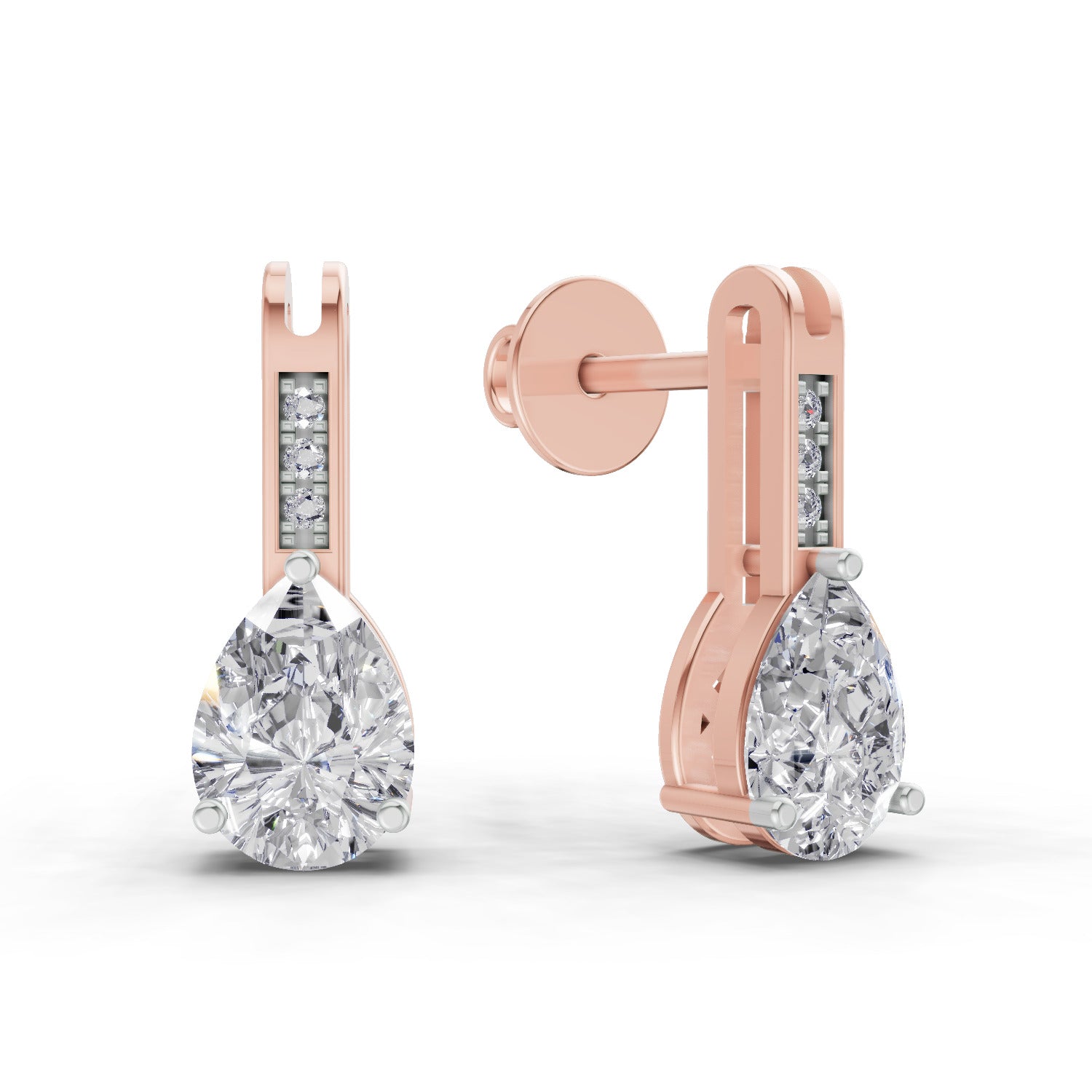 1.39 Carat Pear Eternal Drop Diamond Earrings 14K - Rose Gold