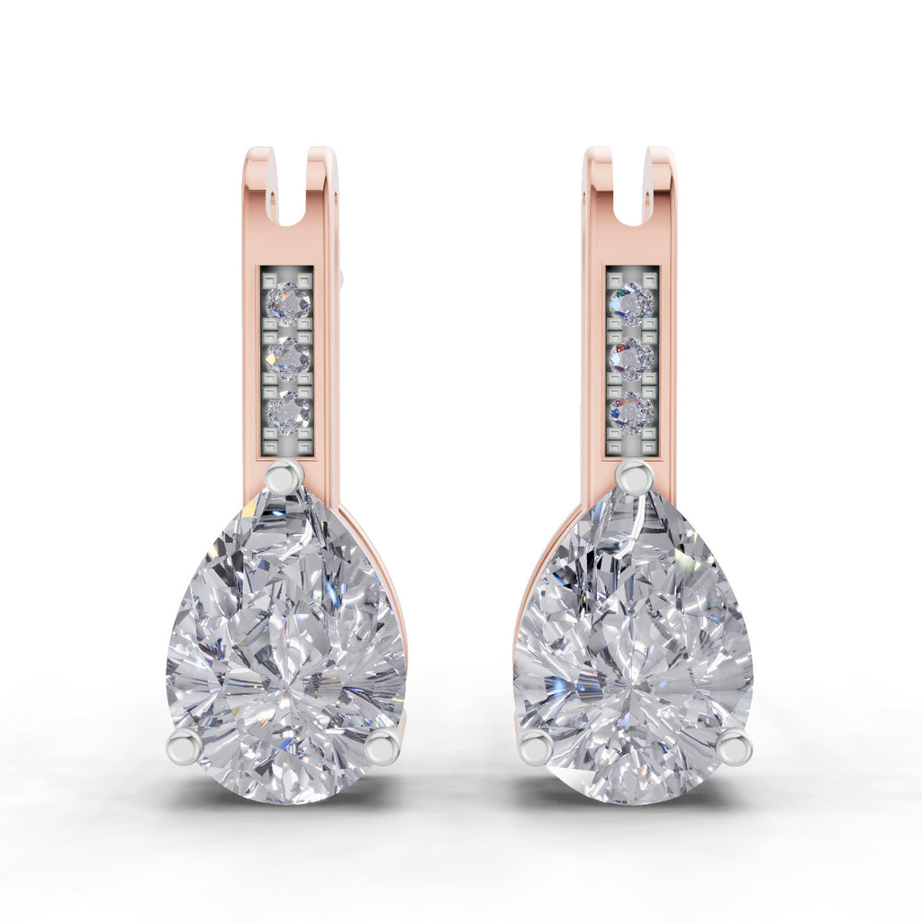 1.39 Carat Pear Eternal Drop Diamond Earrings 14K - Rose Gold