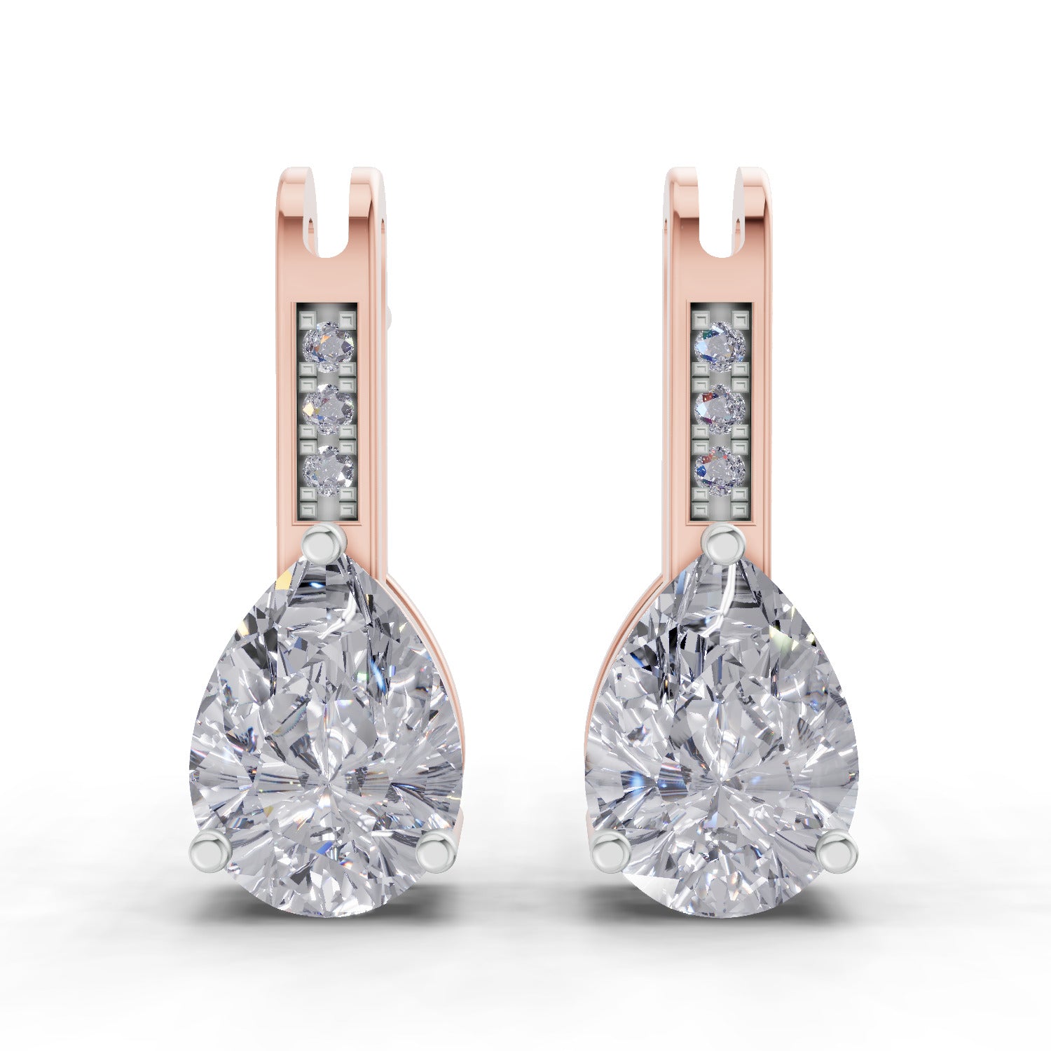 1.39 Carat Pear Eternal Drop Diamond Earrings 14K - Rose Gold