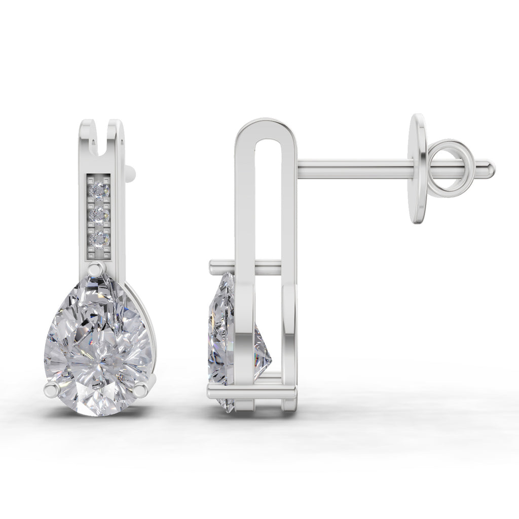 1.39 Carat Pear Eternal Drop Diamond Earrings 14K - White Gold