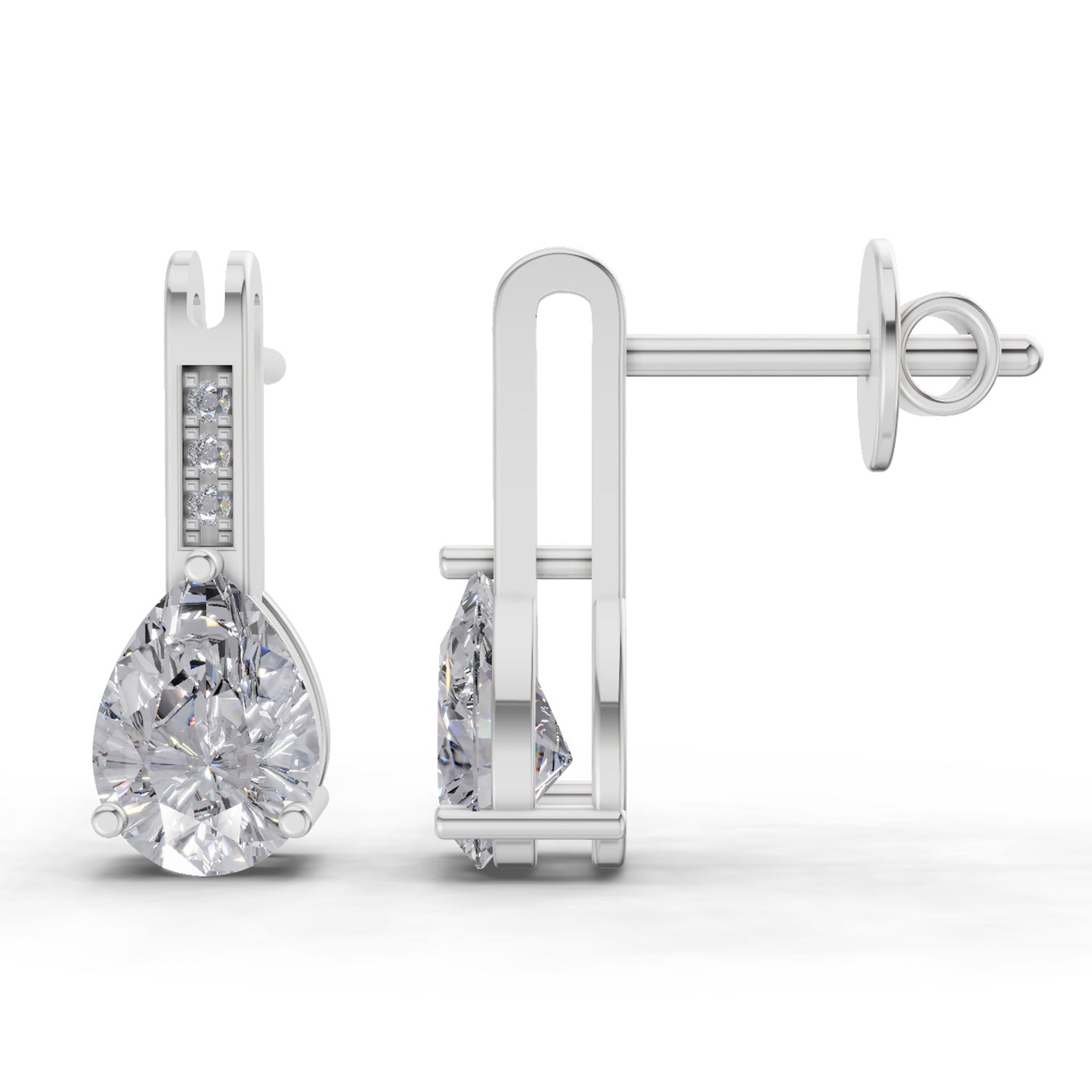 1.39 Carat Pear Eternal Drop Diamond Earrings 14K - White Gold