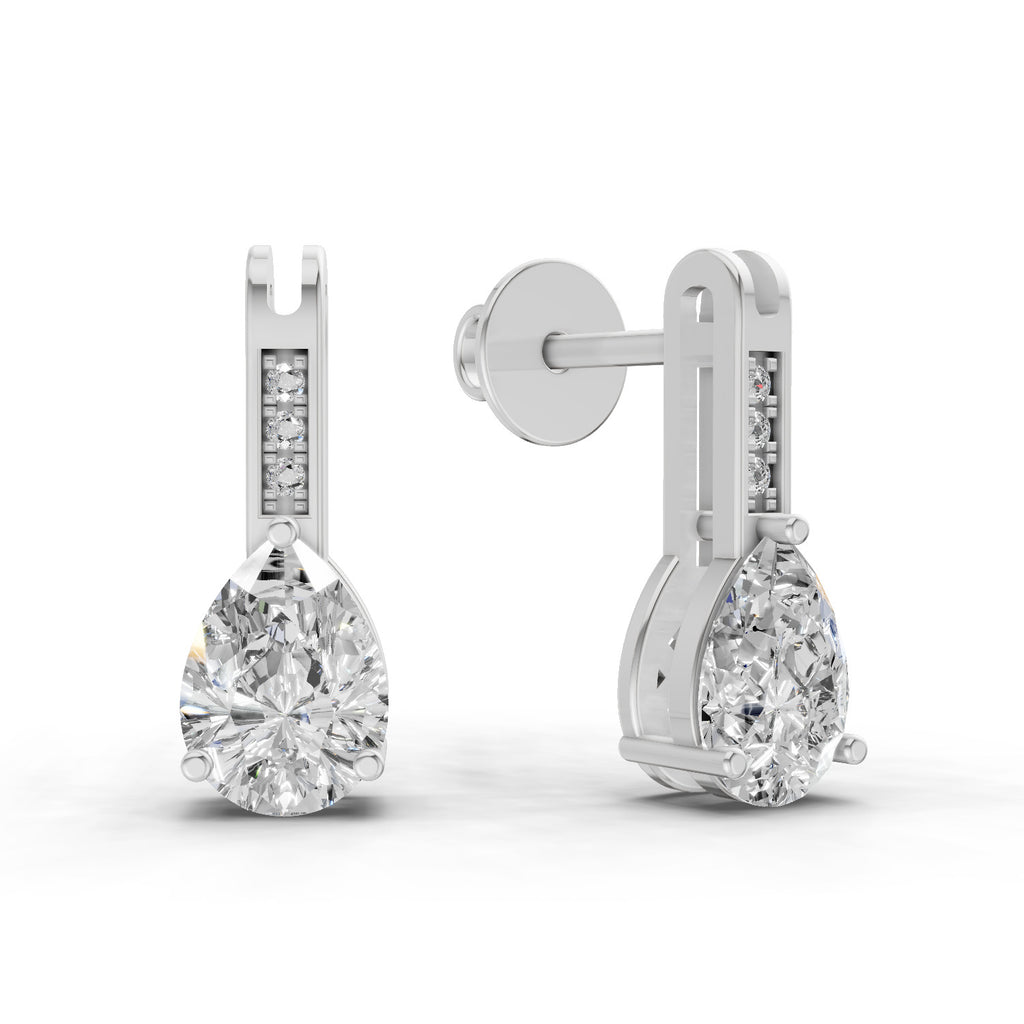 1.39 Carat Pear Eternal Drop Diamond Earrings 14K - White Gold