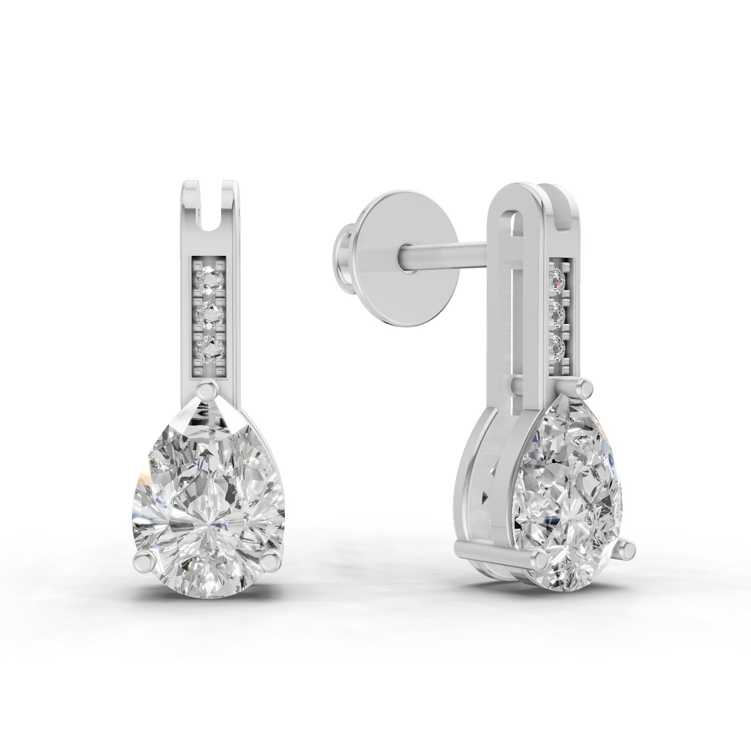 1.39 Carat Pear Eternal Drop Diamond Earrings 14K - White Gold