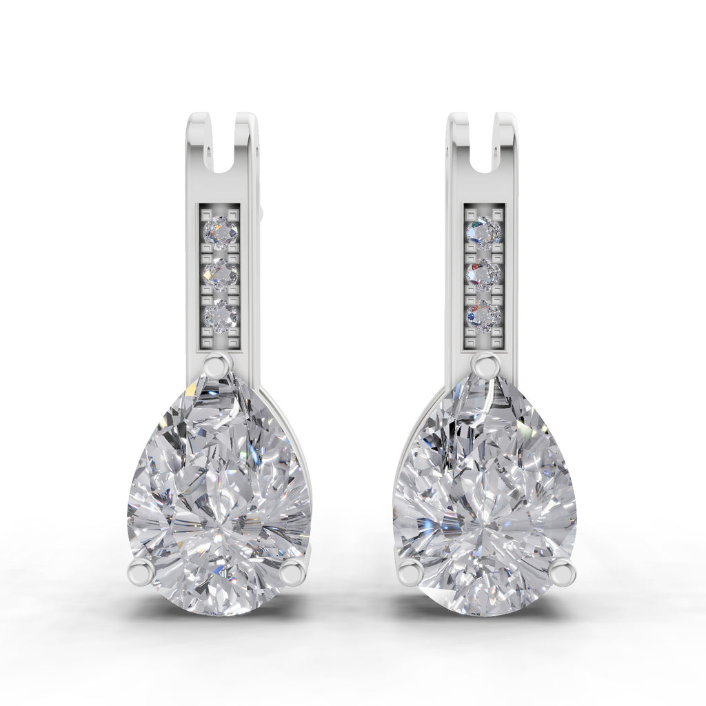 1.39 Carat Pear Eternal Drop Diamond Earrings 14K - White Gold