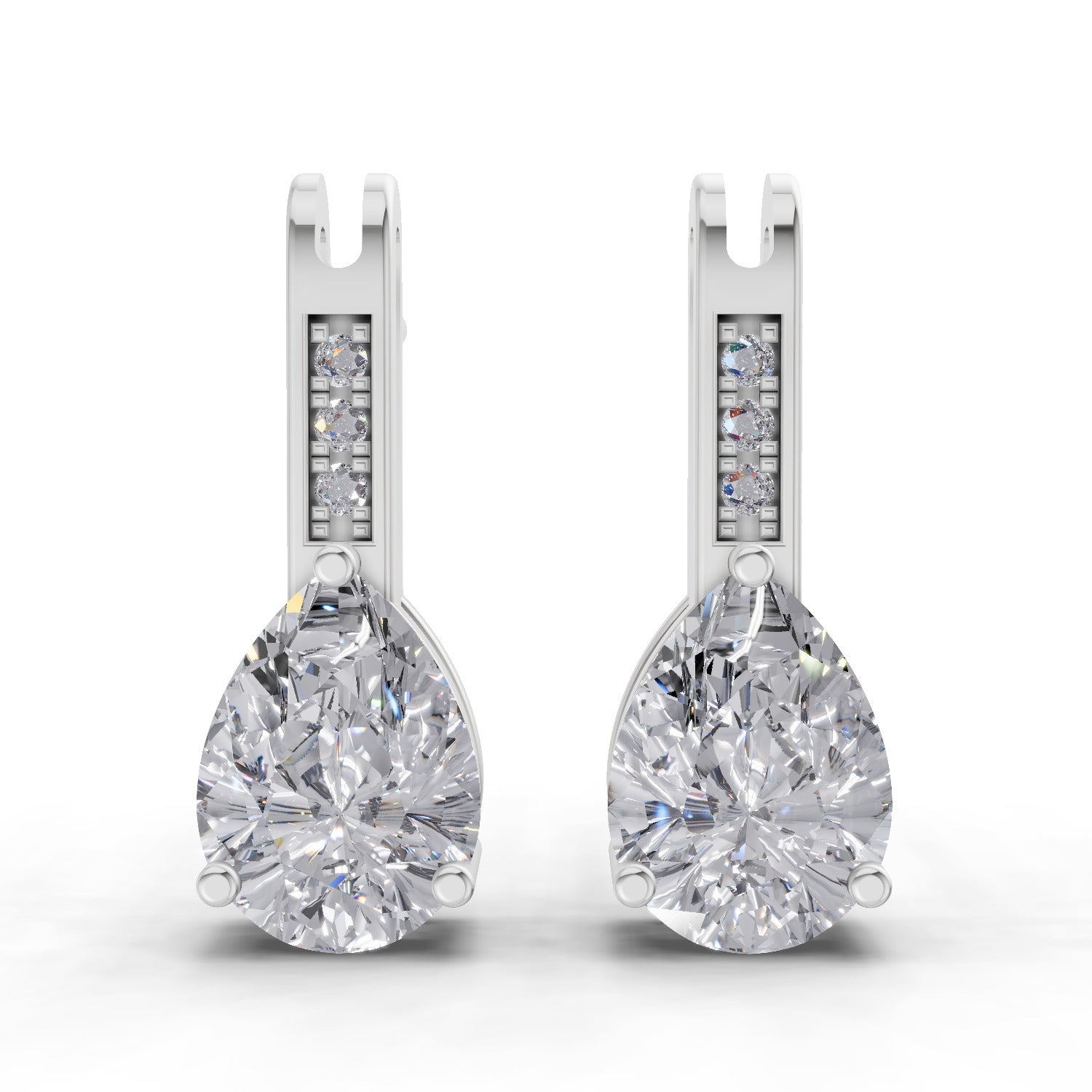 1.39 Carat Pear Eternal Drop Diamond Earrings 14K - White Gold