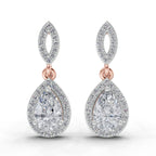 1.39 Carat Pear Elegant Diamond Earrings 14K - Rose Gold