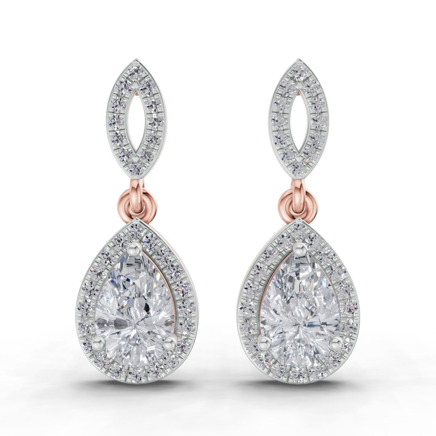 1.39 Carat Pear Elegant Diamond Earrings 14K - Rose Gold