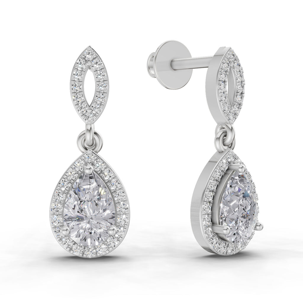 1.39 Carat Pear Elegant Diamond Earrings 14K - White Gold
