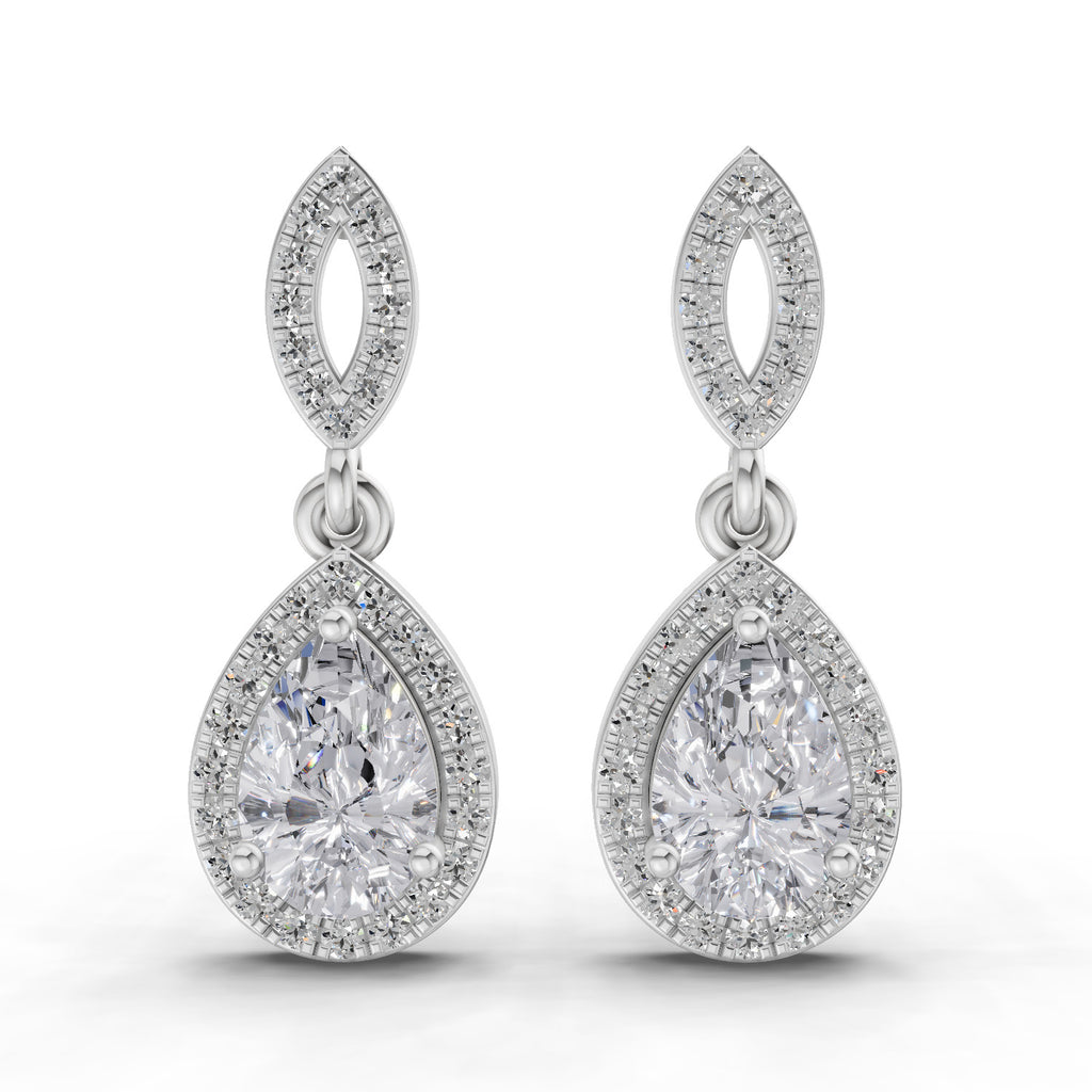 1.39 Carat Pear Elegant Diamond Earrings 14K - White Gold