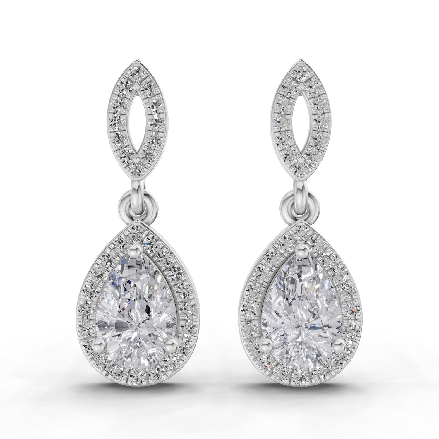 1.39 Carat Pear Elegant Diamond Earrings 14K - White Gold