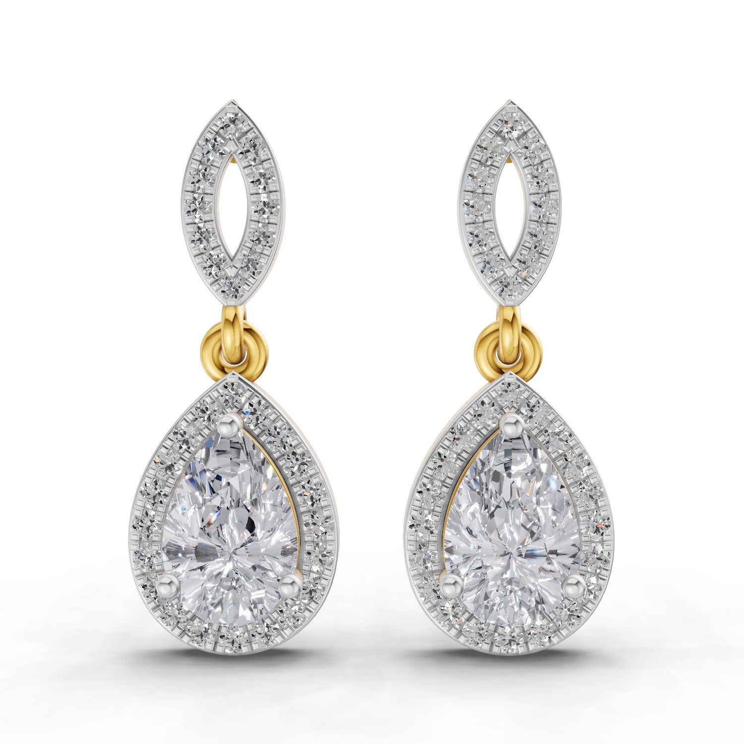 1.39 Carat Pear Elegant Diamond Earrings 14K