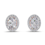 2.25 Carat Oval Shape Halo Diamond Earrings 14K - Rose Gold