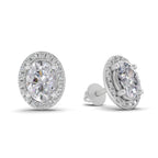 2.25 Carat Oval Shape Halo Diamond Earrings 14K - White Gold