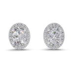 2.25 Carat Oval Shape Halo Diamond Earrings 14K - White Gold