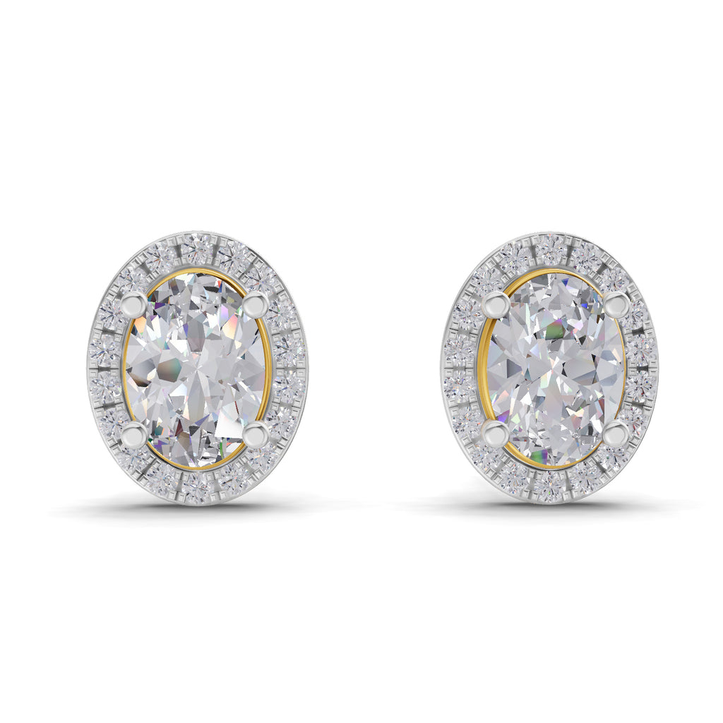 2.25 Carat Oval Shape Halo Diamond Earrings 14K