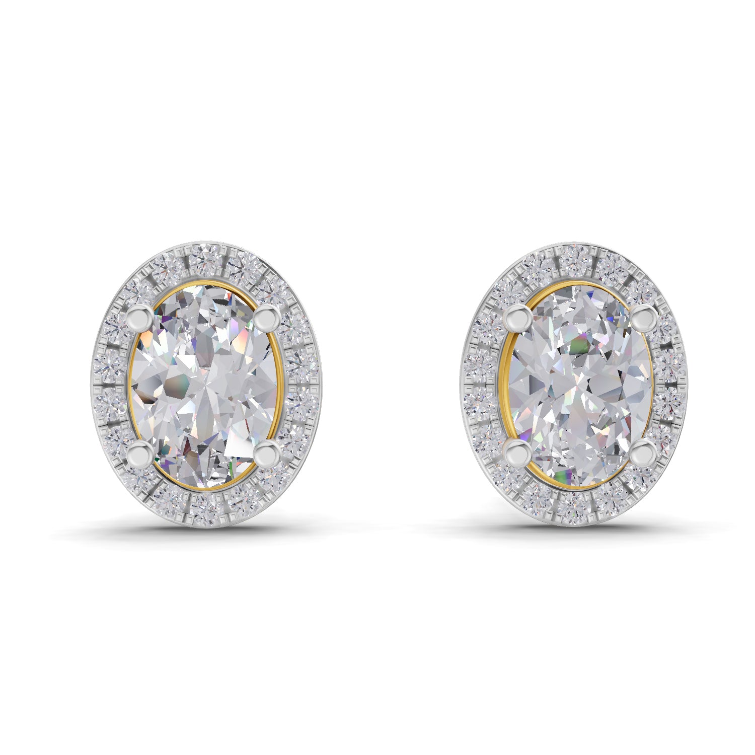 2.25 Carat Oval Shape Halo Diamond Earrings 14K