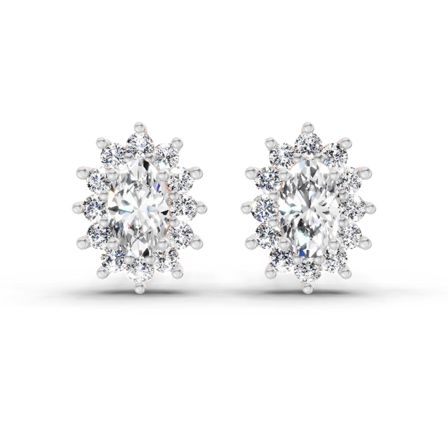 0.69 Carat Oval Halo Stud Earrings 14K - Rose Gold