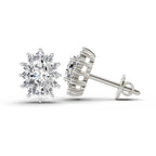 0.69 Carat Oval Halo Stud Earrings 14K - White Gold