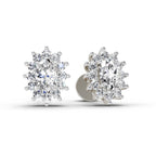 0.69 Carat Oval Halo Stud Earrings 14K - White Gold