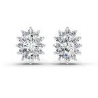 0.69 Carat Oval Halo Stud Earrings 14K - White Gold