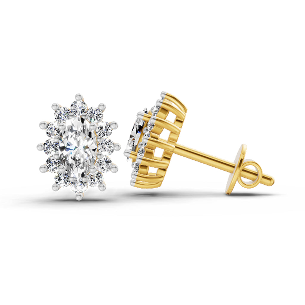 0.69 Carat Oval Halo Stud Earrings 14K