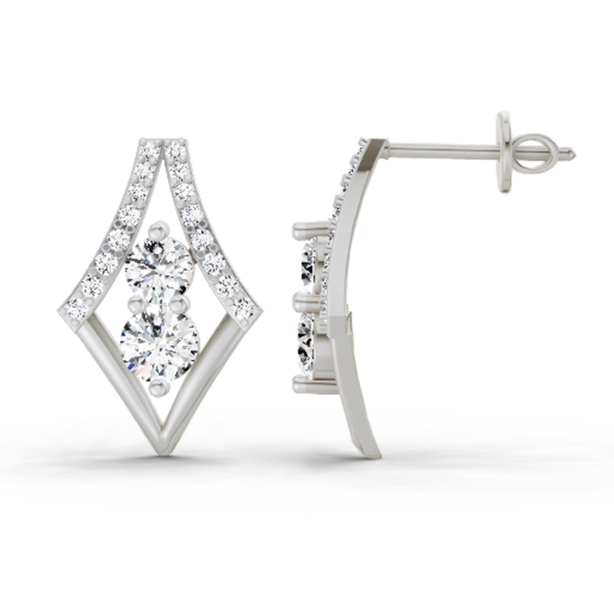0.79 Ct Earrings 14K - White Gold