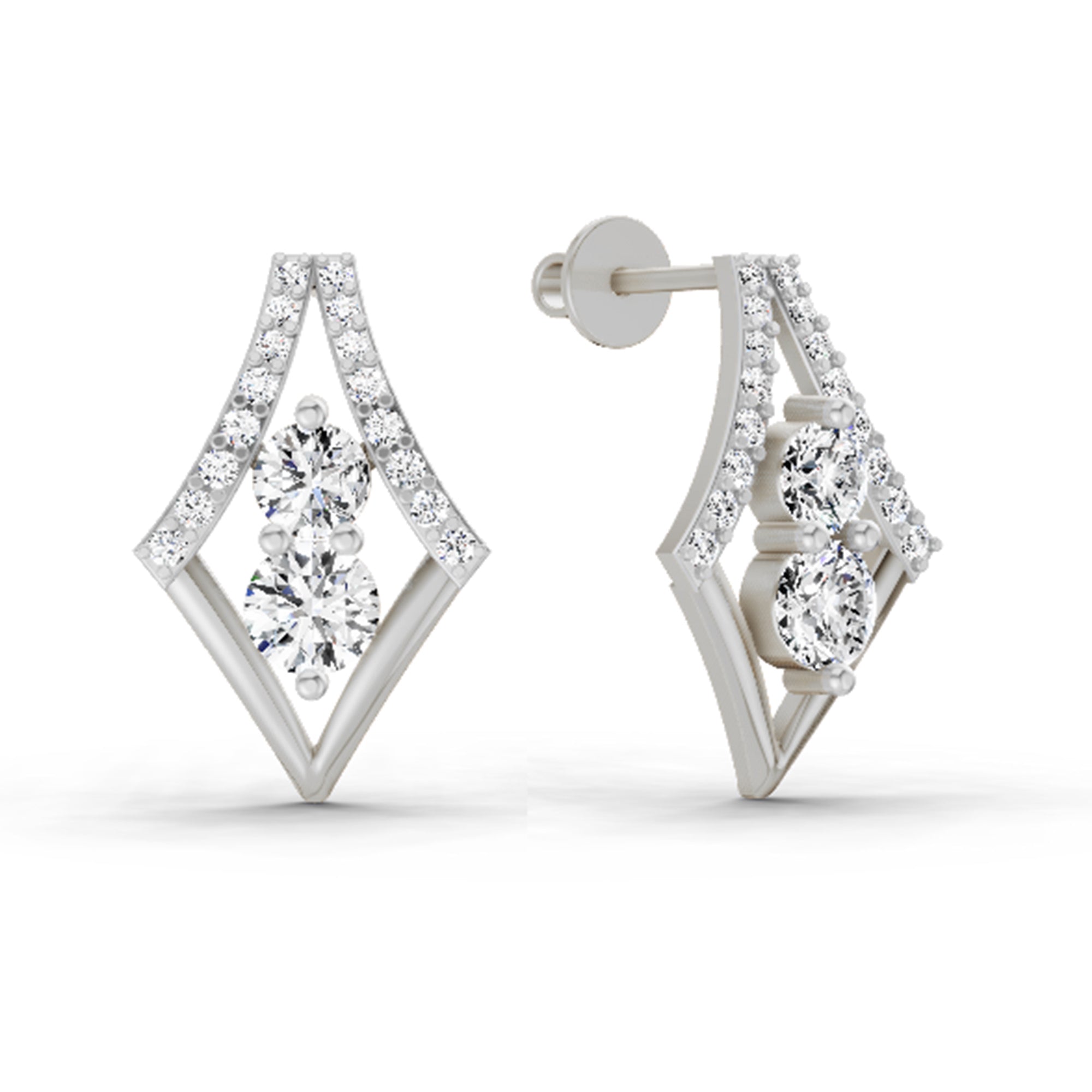 0.79 Ct Earrings 14K - White Gold
