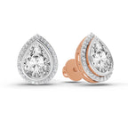 2.22 Carat Luna Pear Halo Earrings 14K - Rose Gold
