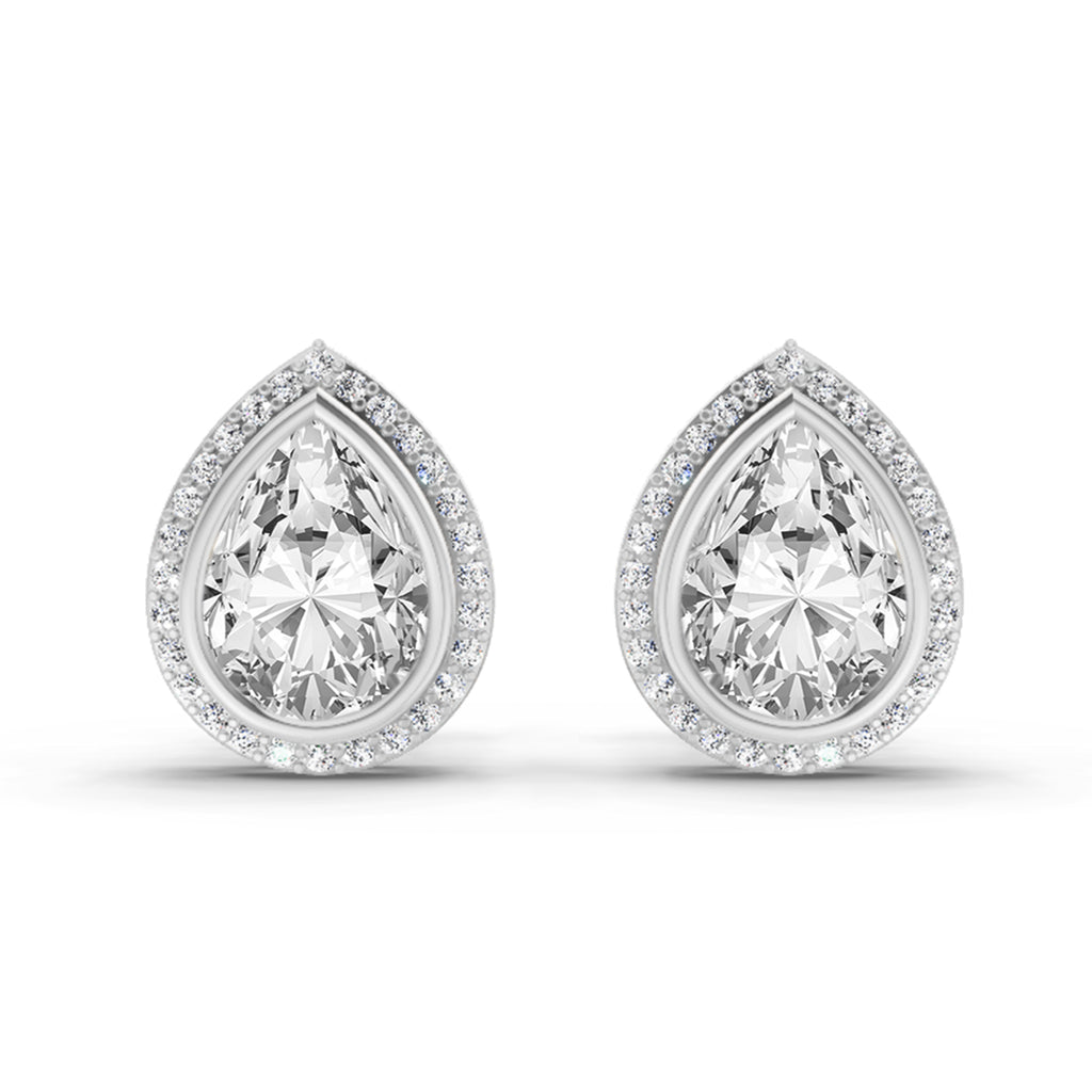 2.22 Carat Luna Pear Halo Earrings 14K - Rose Gold