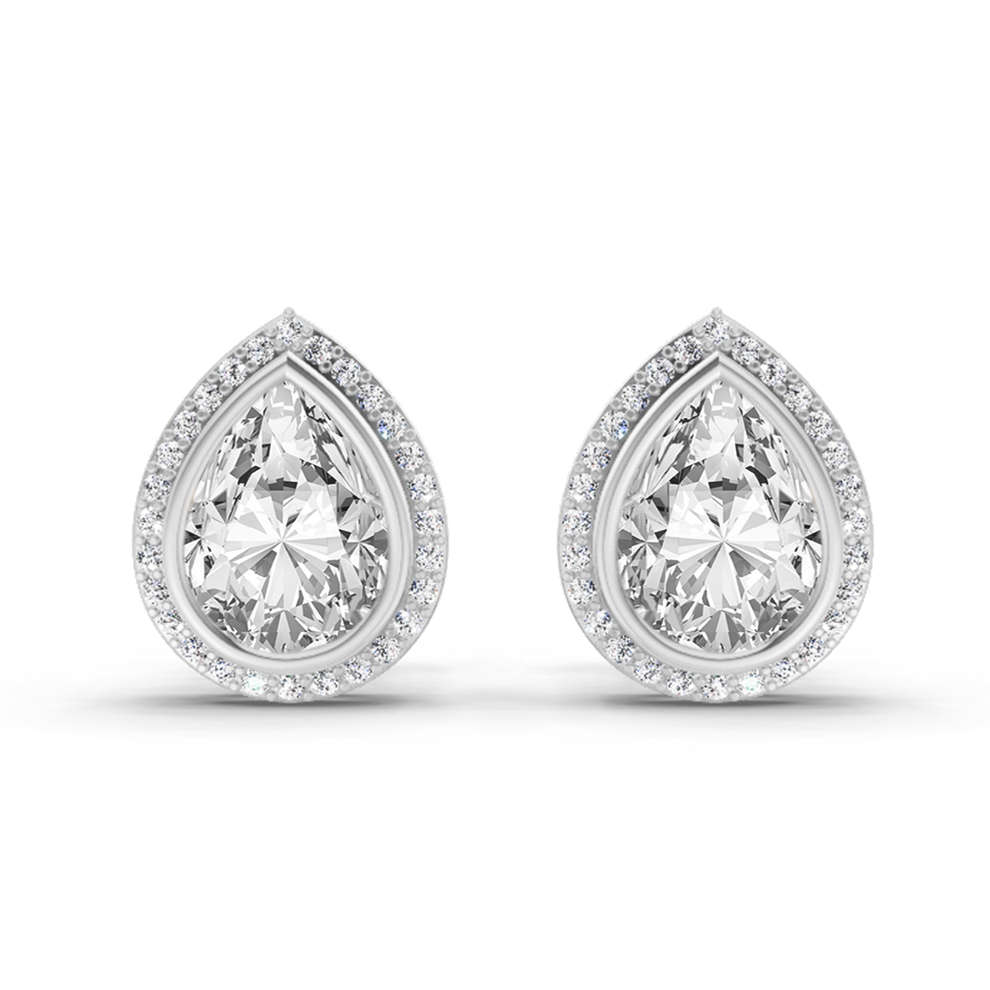 2.22 Carat Luna Pear Halo Earrings 14K - Rose Gold