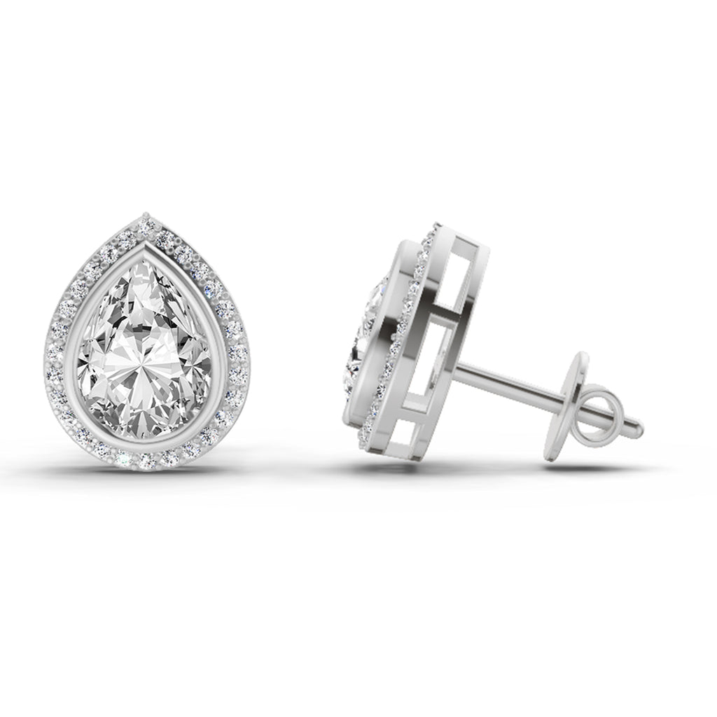 2.22 Carat Luna Pear Halo Earrings 14K - White Gold