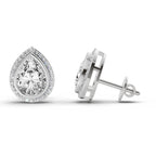 2.22 Carat Luna Pear Halo Earrings 14K - White Gold