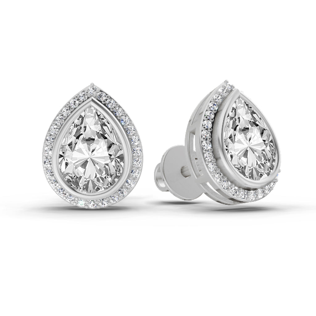 2.22 Carat Luna Pear Halo Earrings 14K - White Gold