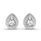 2.22 Carat Luna Pear Halo Earrings 14K - White Gold
