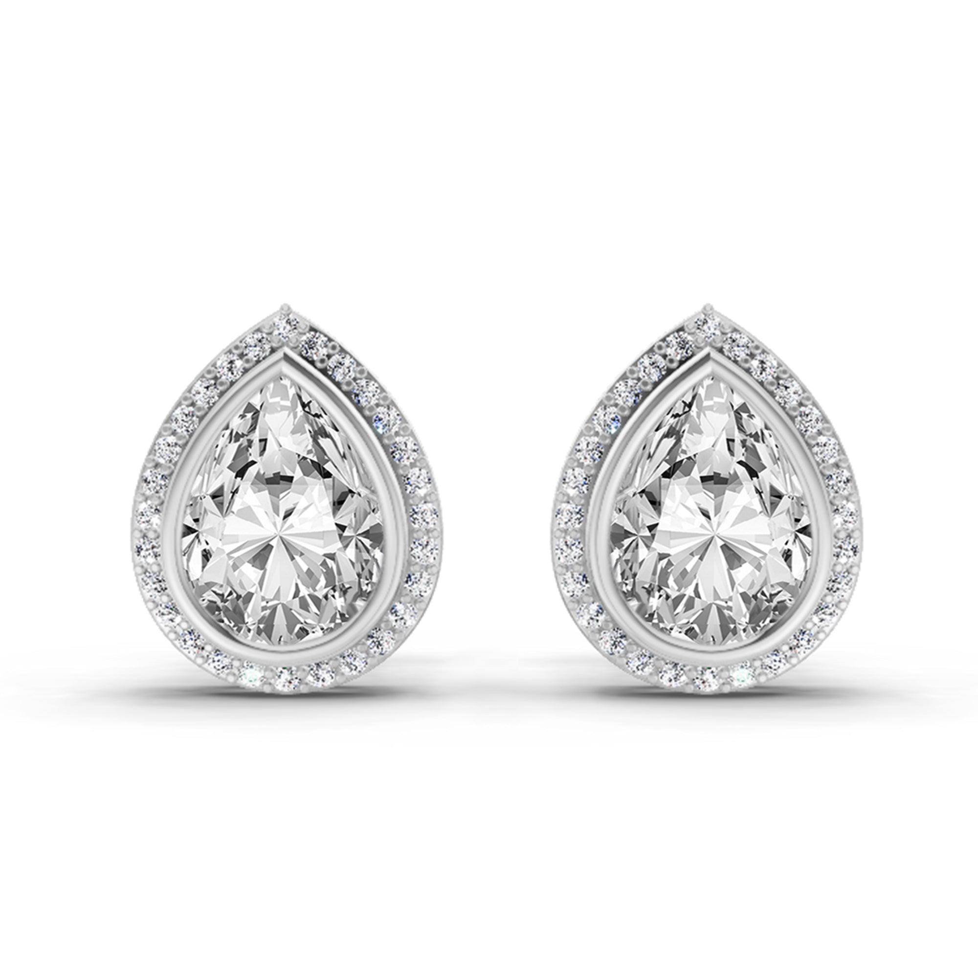2.22 Carat Luna Pear Halo Earrings 14K - White Gold