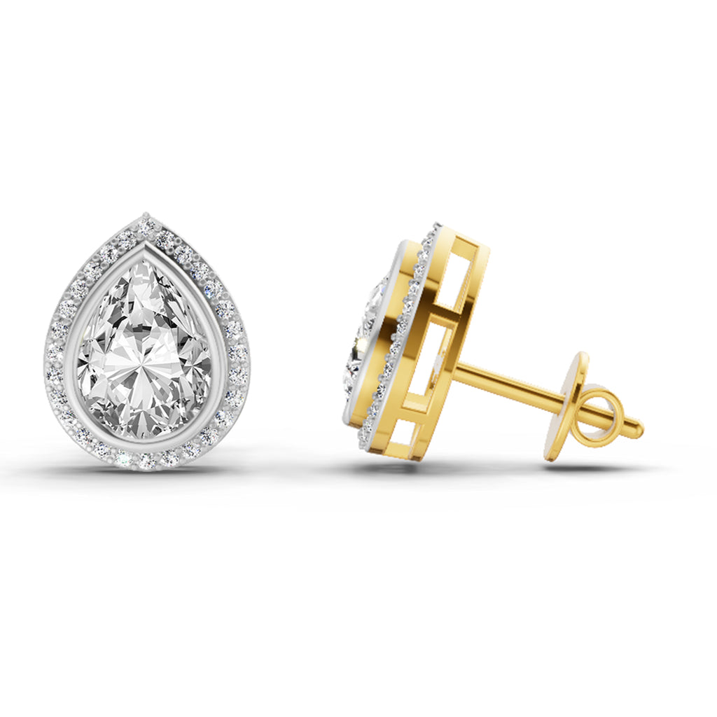 2.22 Carat Luna Pear Halo Earrings 14K