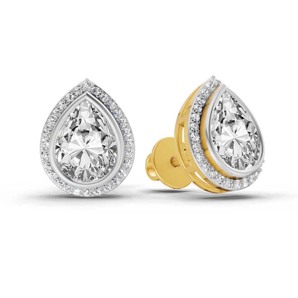 2.22 Carat Luna Pear Halo Earrings 14K