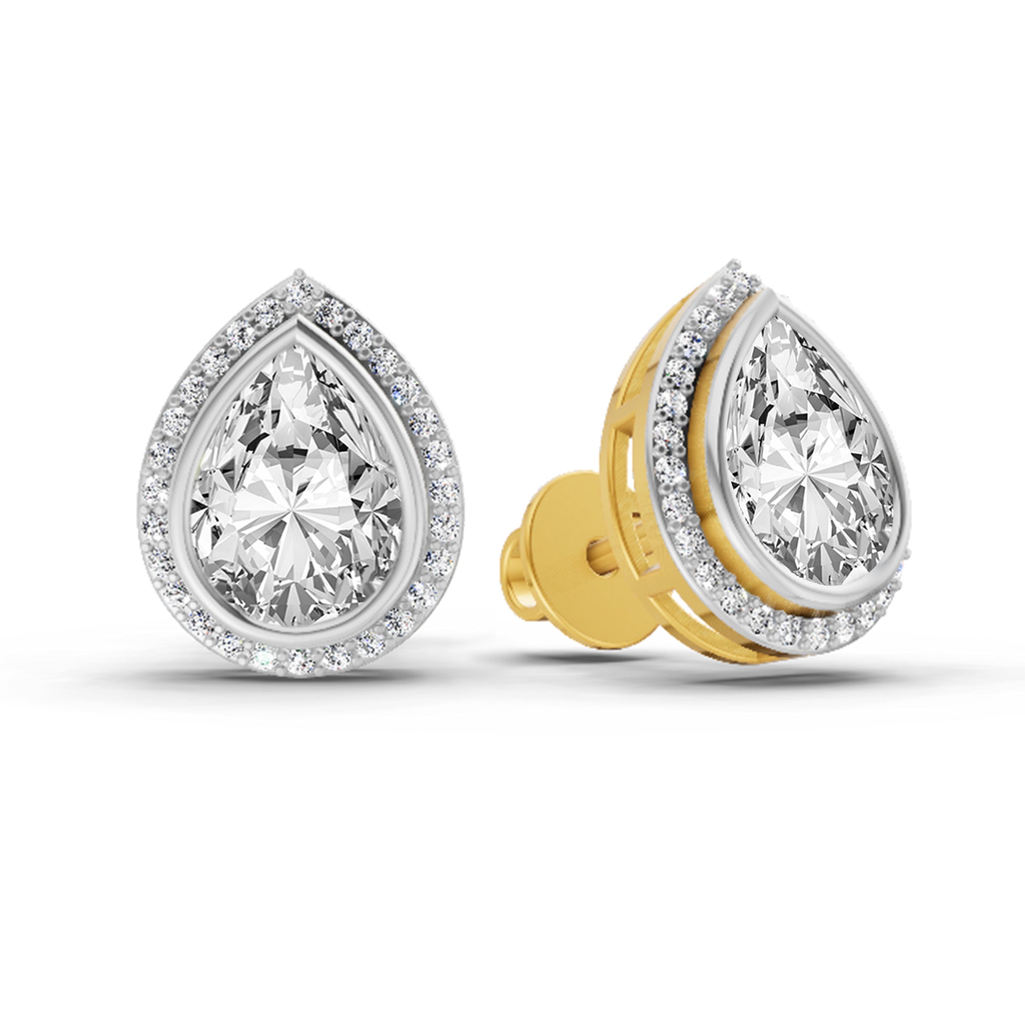 2.22 Carat Luna Pear Halo Earrings 14K
