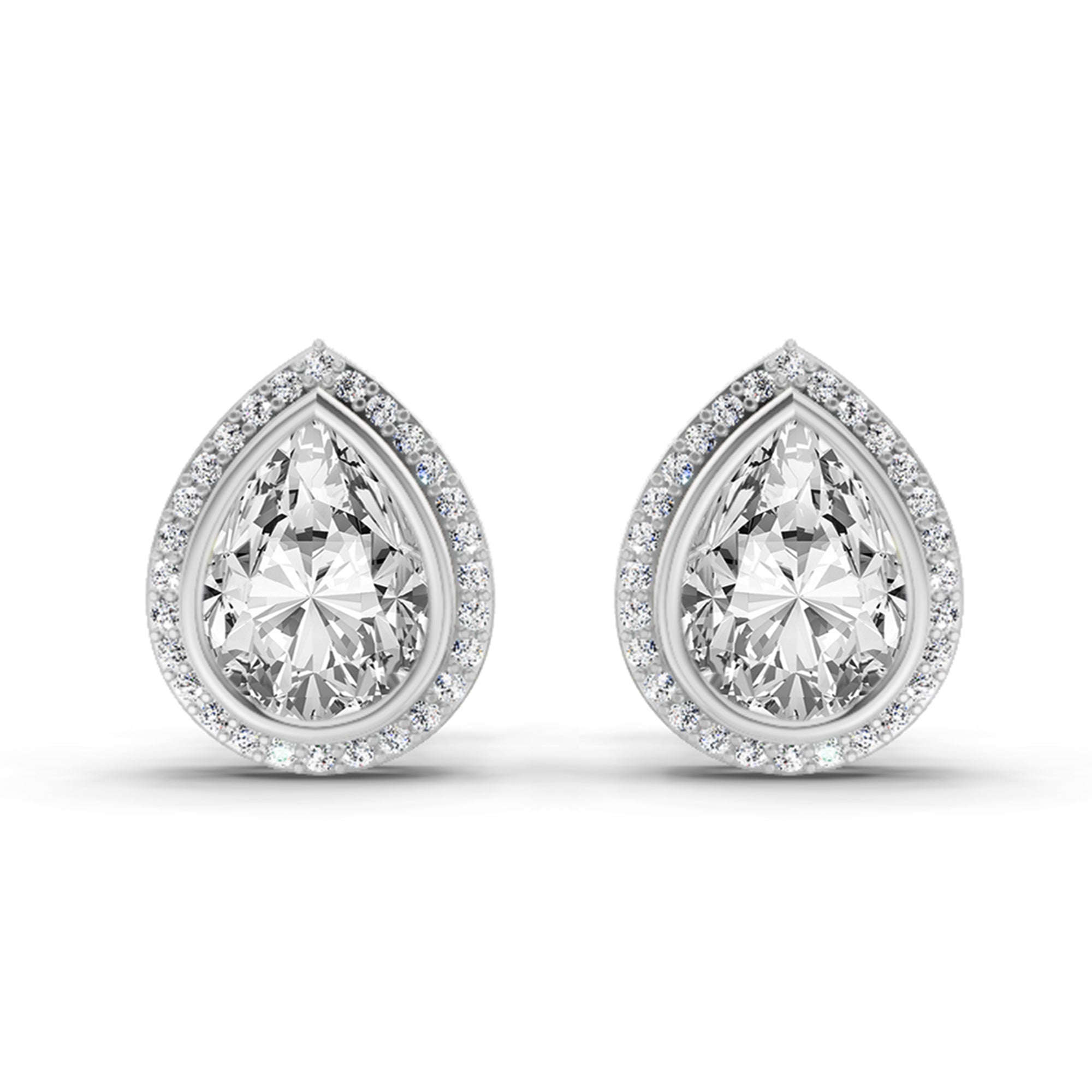2.22 Carat Luna Pear Halo Earrings 14K