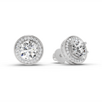 1.39 Carat Round Halo Stud Earrings 14K - White Gold