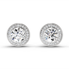1.39 Carat Round Halo Stud Earrings 14K - White Gold