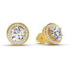 1.39 Carat Round Halo Stud Earrings 14K