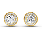 1.39 Carat Round Halo Stud Earrings 14K