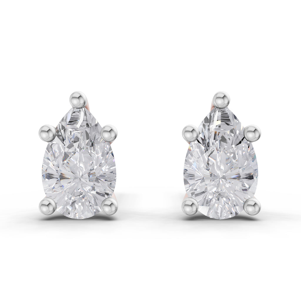 2.64 Carat Pear Shape Solitaire Diamond Stud Earrings 14K - Rose Gold