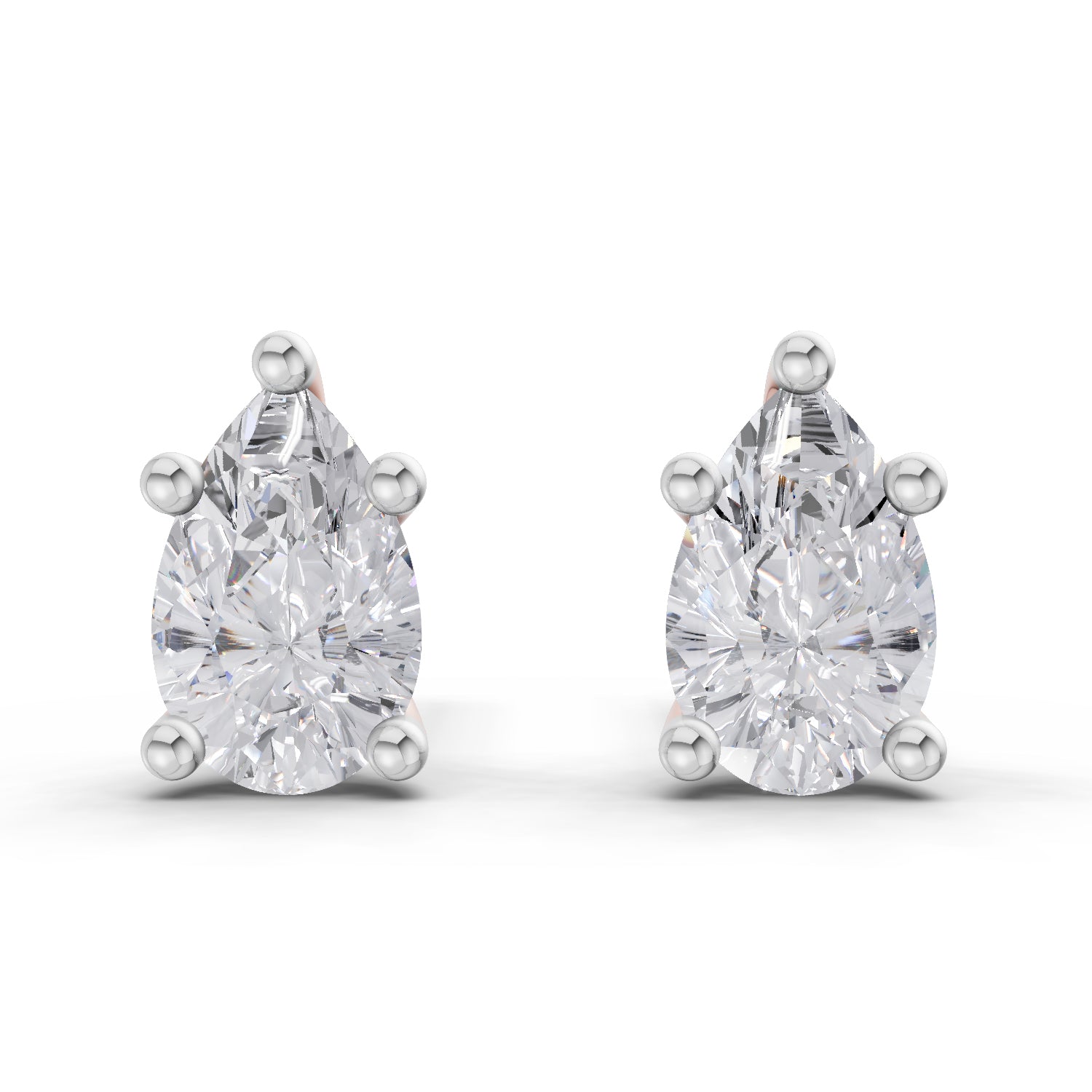2.64 Carat Pear Shape Solitaire Diamond Stud Earrings 14K - Rose Gold