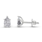 2.64 Carat Pear Shape Solitaire Diamond Stud Earrings 14K - White Gold